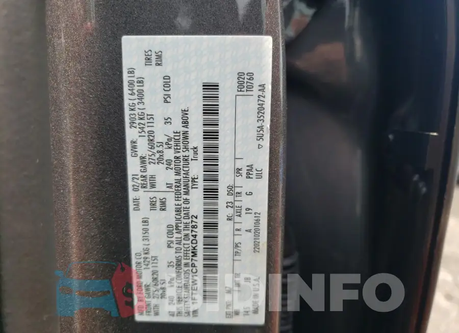 1FTEW1CP7MKD47872 Photo# 13