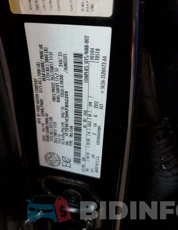 1FTEW1E59KFB92209 Photo# 12