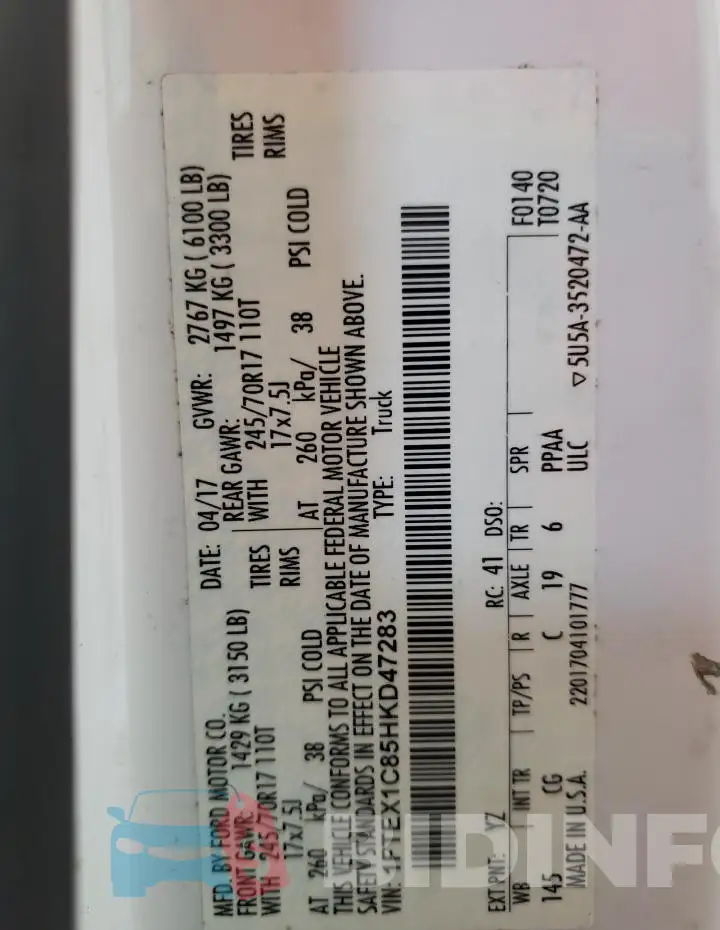 1FTEX1C85HKD47283 Photo# 12