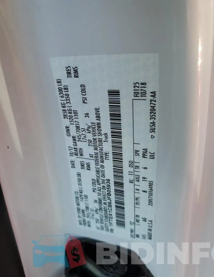 1FTEX1CB6JFB05936 Photo# 12