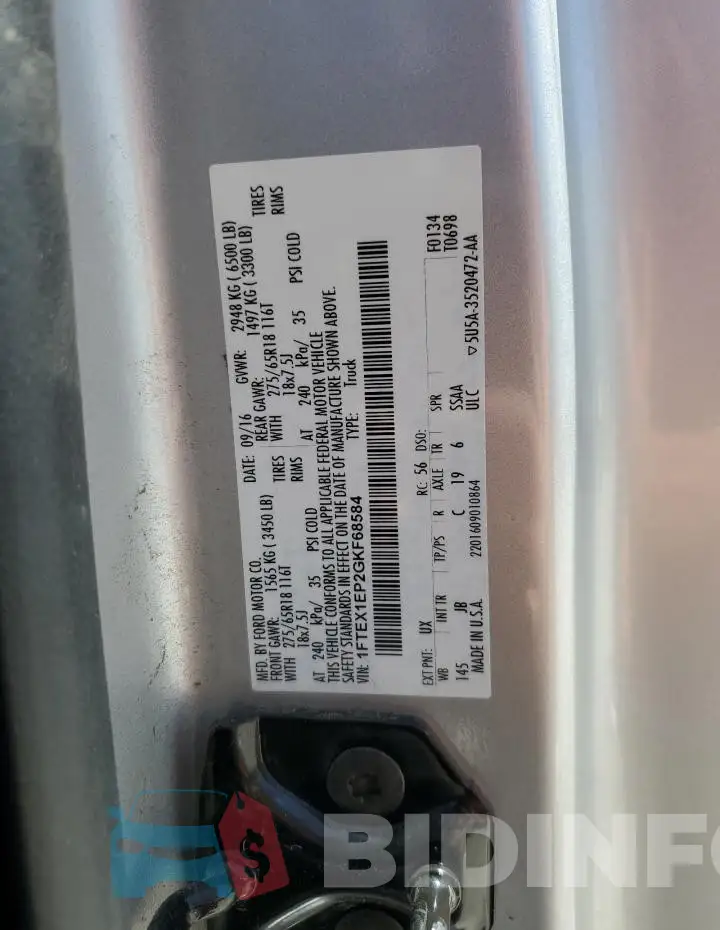 1FTEX1EP2GKF68584 Photo# 12