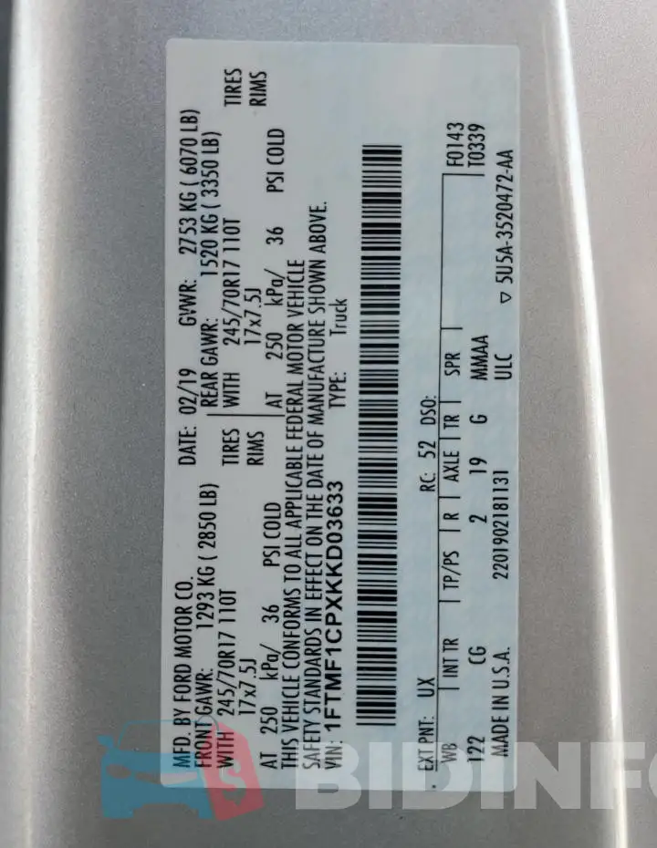 1FTMF1CPXKKD03633 Photo# 12