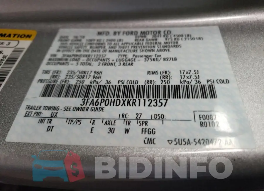 3FA6P0HDXKR112357 Photo# 13