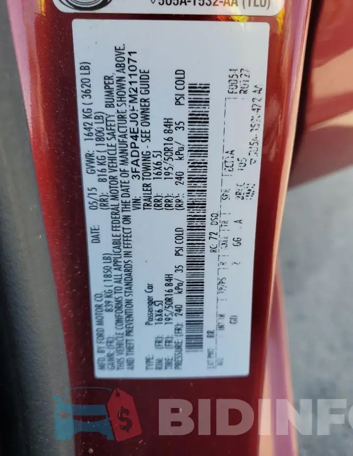 3FADP4EJ0FM211071 Photo# 12