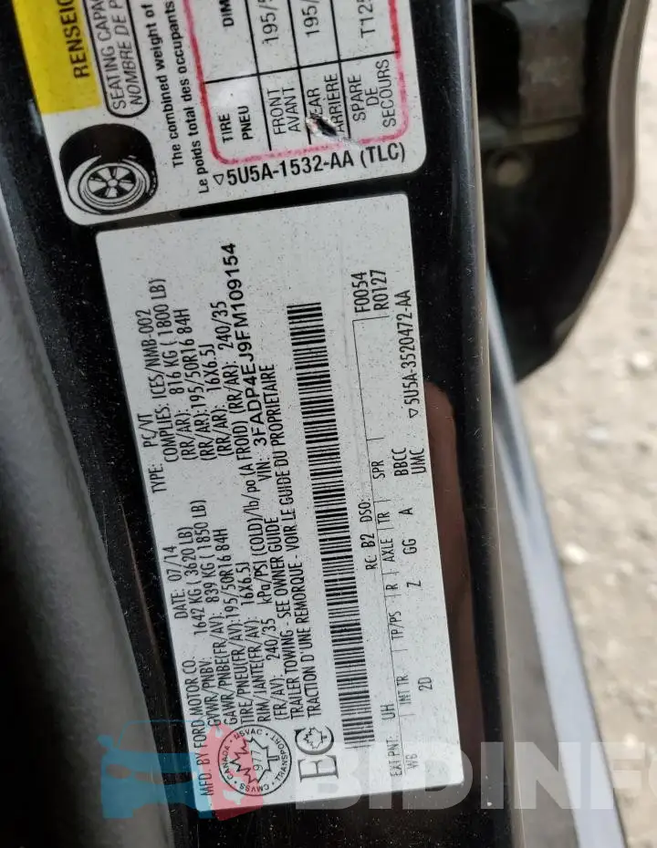 3FADP4EJ9FM109154 Photo# 12