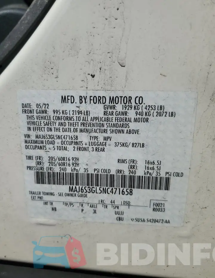 MAJ6S3GL5NC471658 Photo# 14