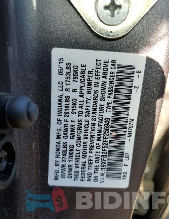 19XFB2F52FE256949 Photo# 13