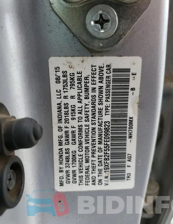 19XFB2F55FE099823 Photo# 13