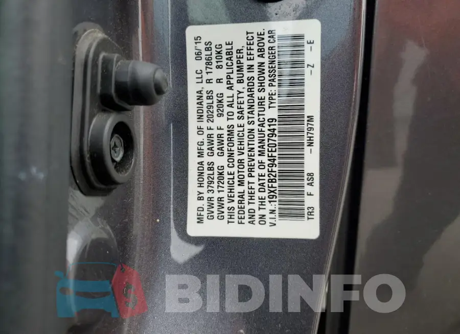 19XFB2F94FE079419 Photo# 12