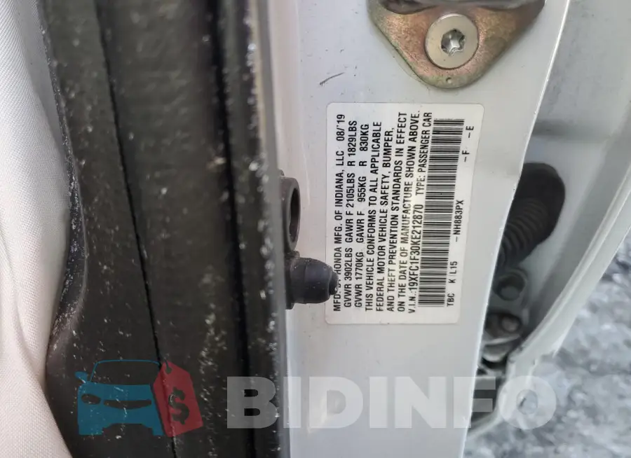 19XFC1F30KE212870 Photo# 12