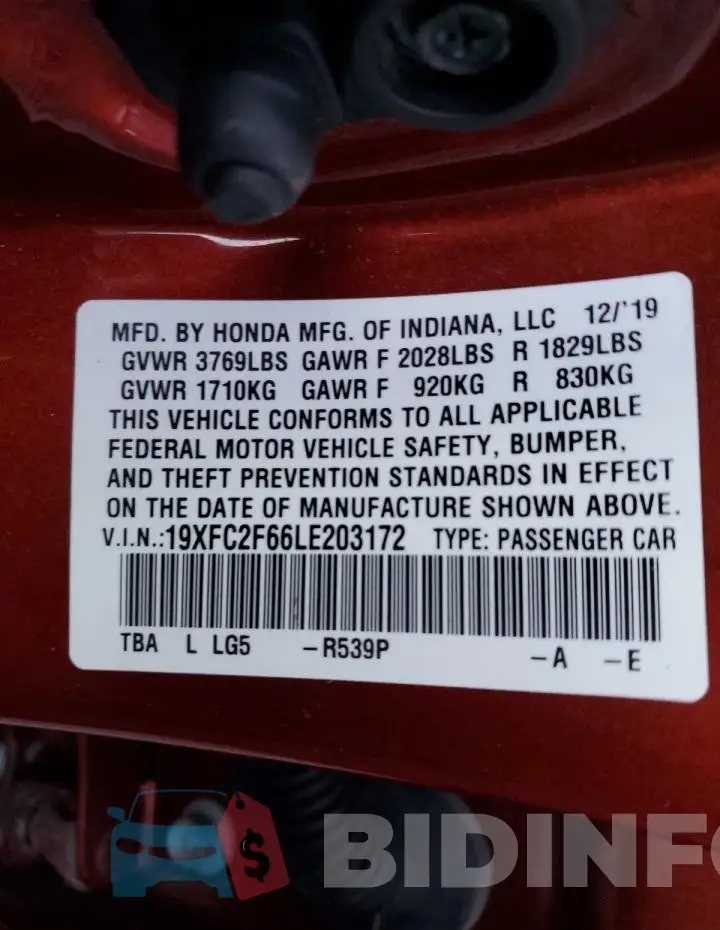 19XFC2F66LE203172 Photo# 12