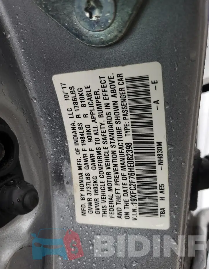 19XFC2F76HE082398 Photo# 13