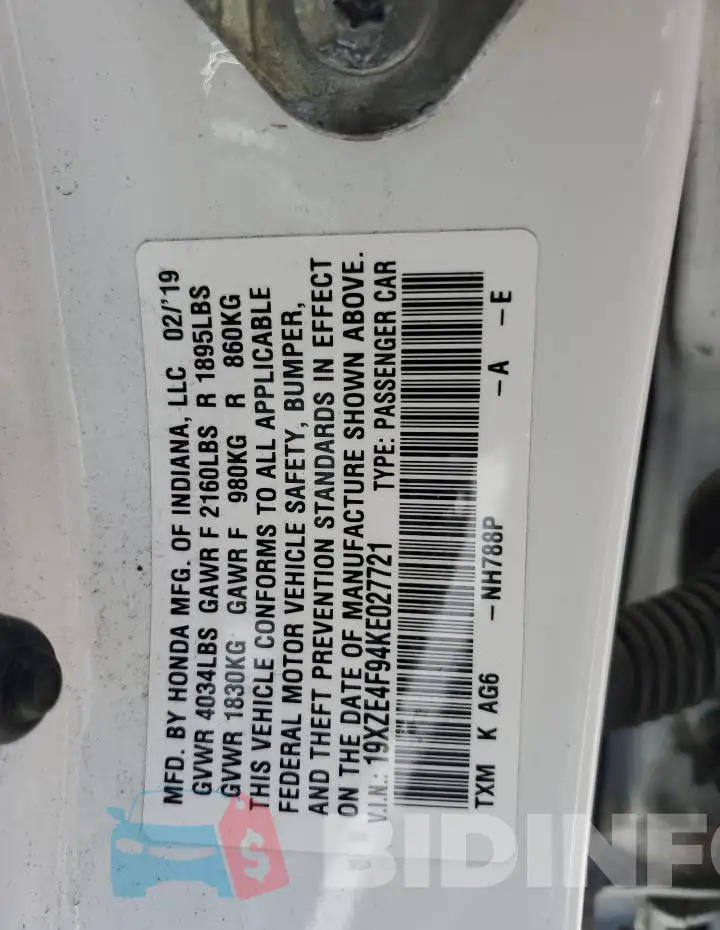 19XZE4F94KE027721 Photo# 12