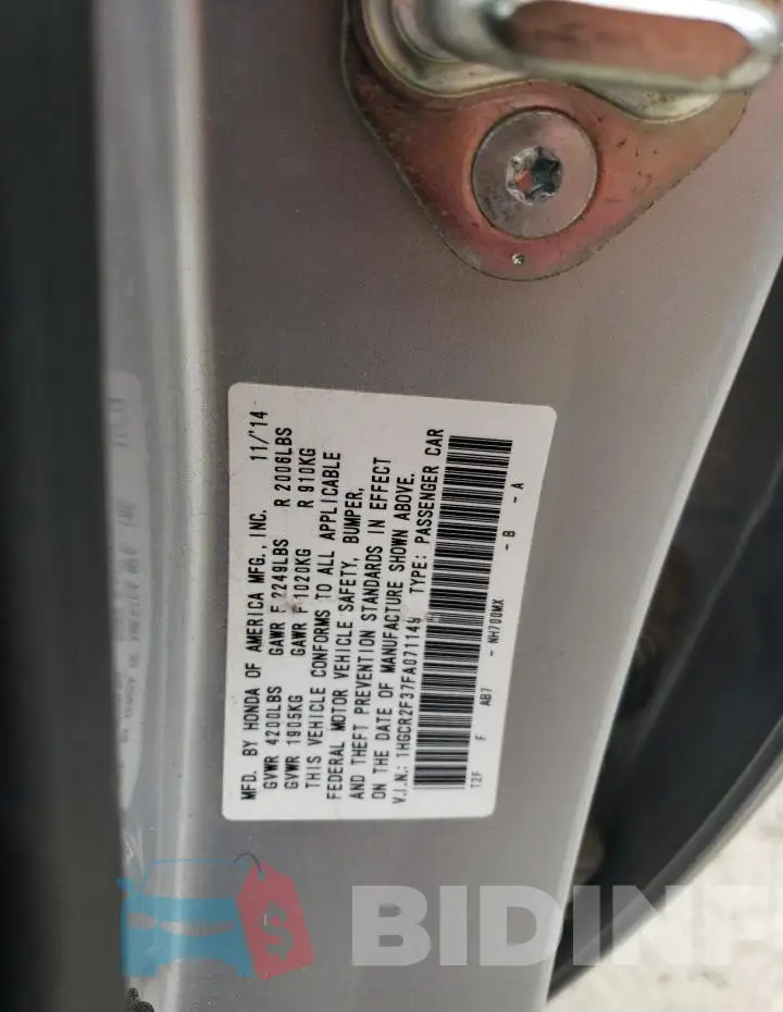 1HGCR2F37FA071149 Photo# 12
