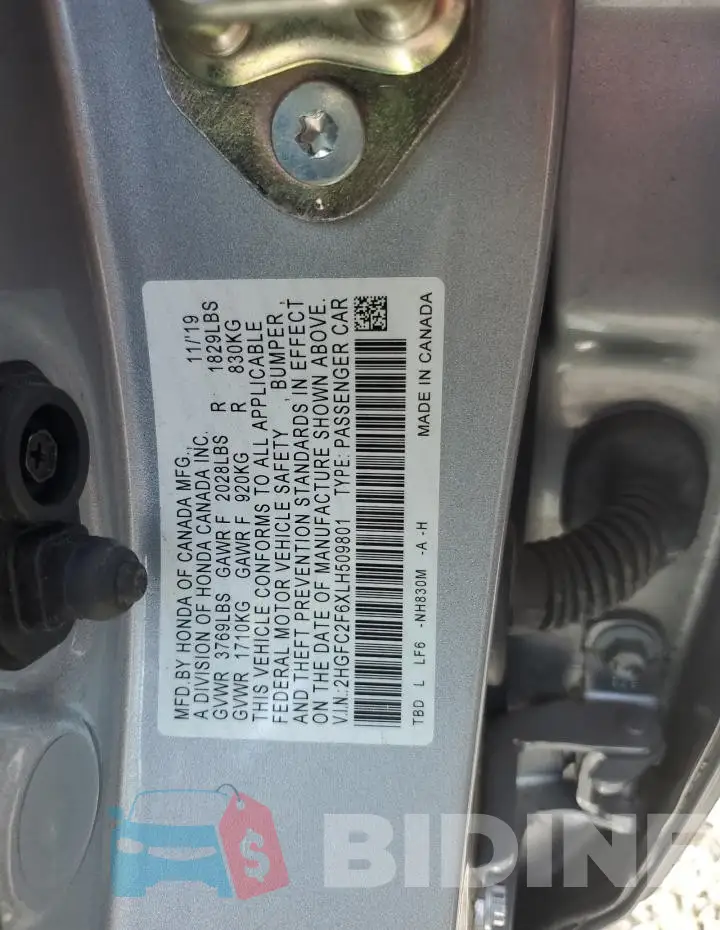 2HGFC2F6XLH509801 Photo# 13