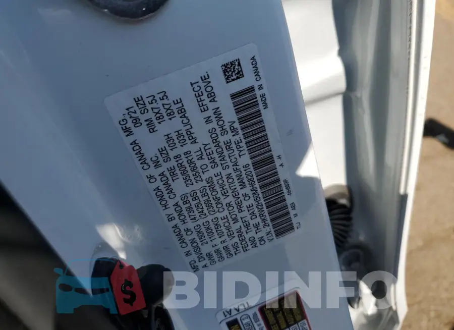 2HKRW2H50MH682016 Photo# 13