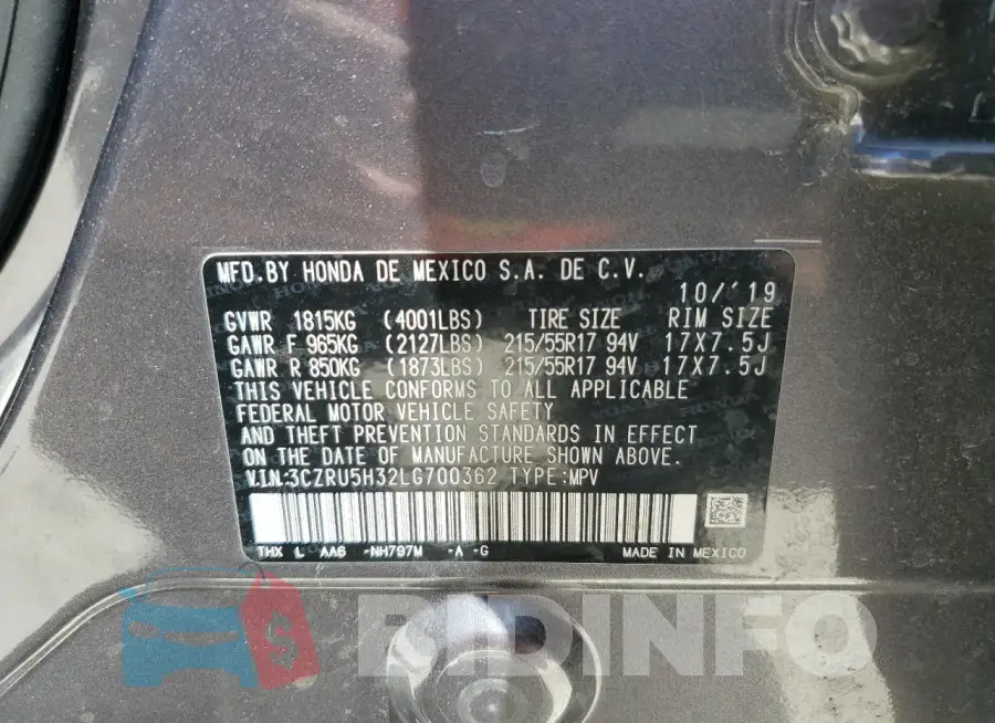 3CZRU5H32LG700362 Photo# 12
