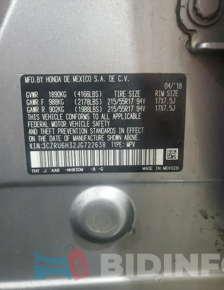 3CZRU6H32JG722638 Photo# 13