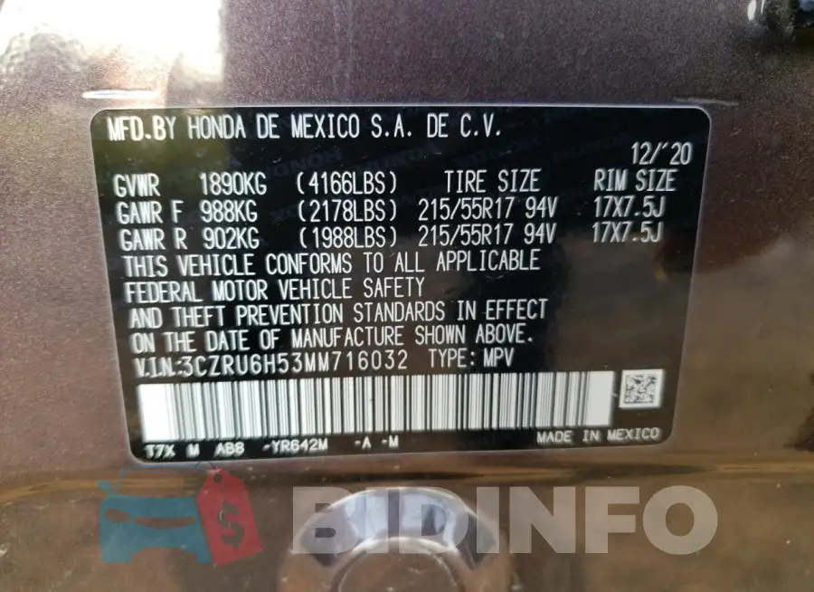 3CZRU6H53MM716032 Photo# 14