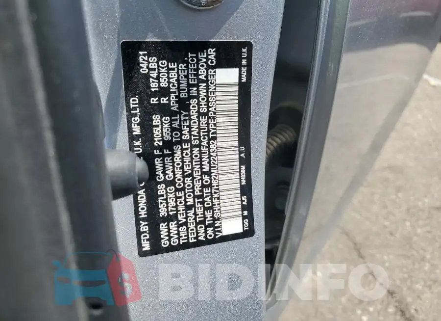 SHHFK7H62MU224382 Photo# 12