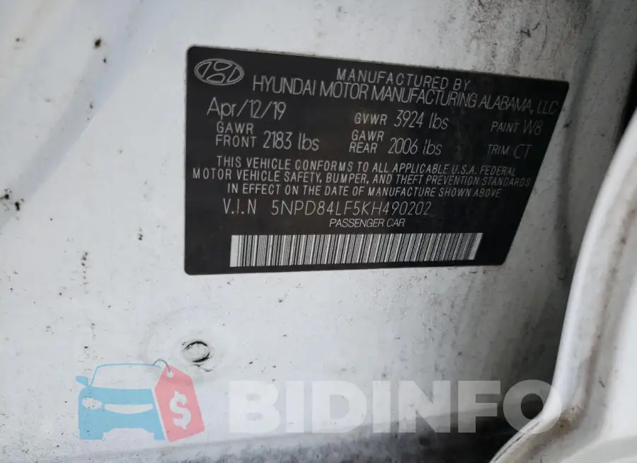 5NPD84LF5KH490202 Photo# 12