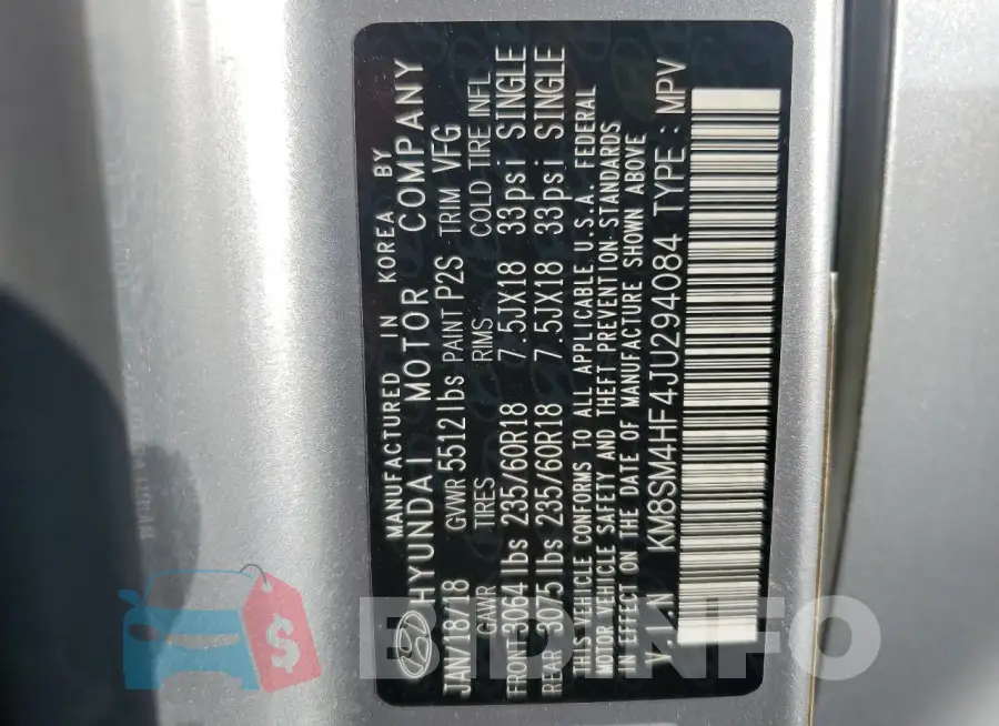 KM8SM4HF4JU294084 Photo# 14