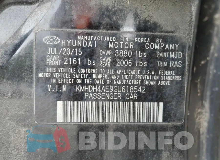 KMHDH4AE9GU618542 Photo# 13