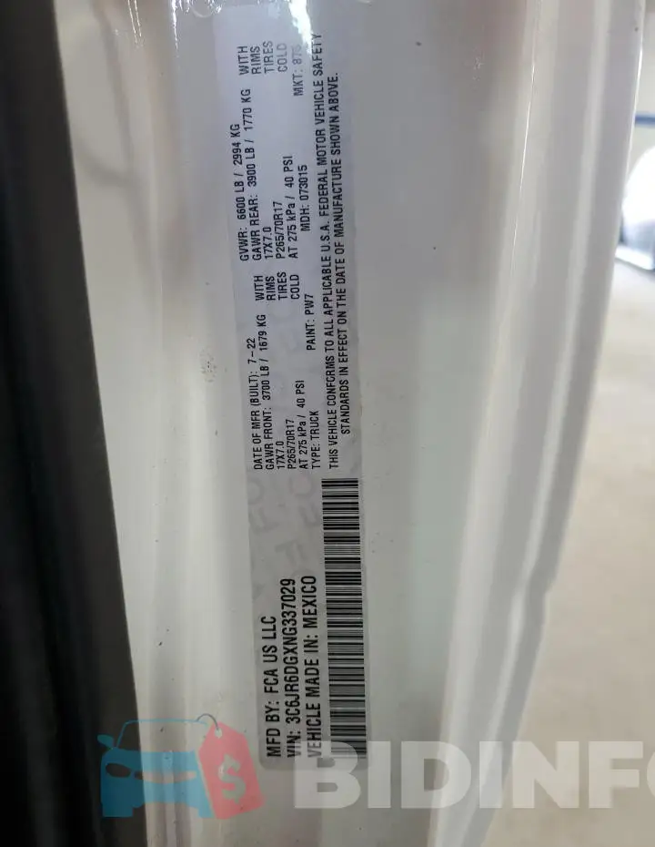 3C6JR6DGXNG337029 Photo# 12
