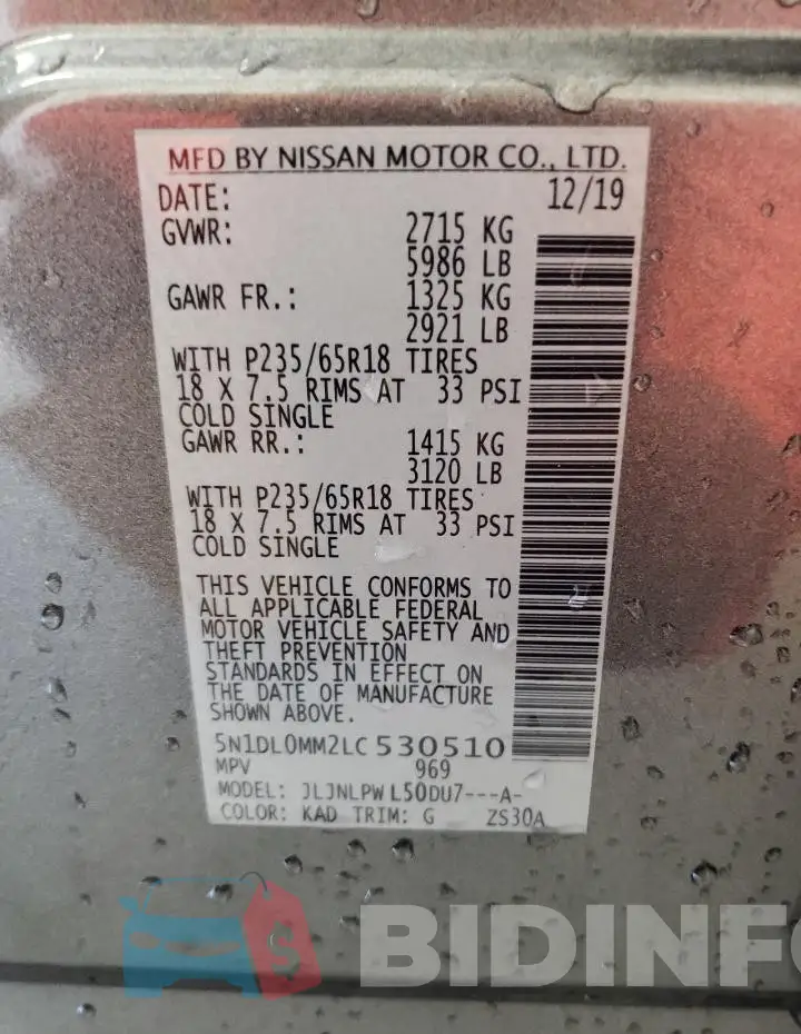 5N1DL0MM2LC530510 Photo# 13