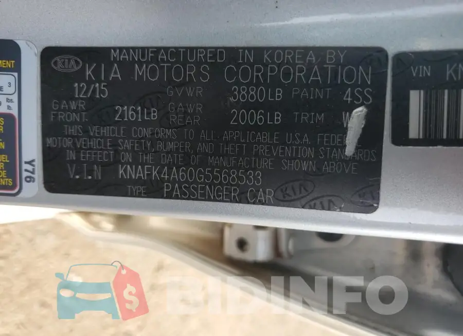 KNAFK4A60G5568533 Photo# 13