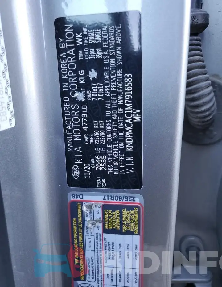 KNDPMCAC1M7916583 Photo# 13