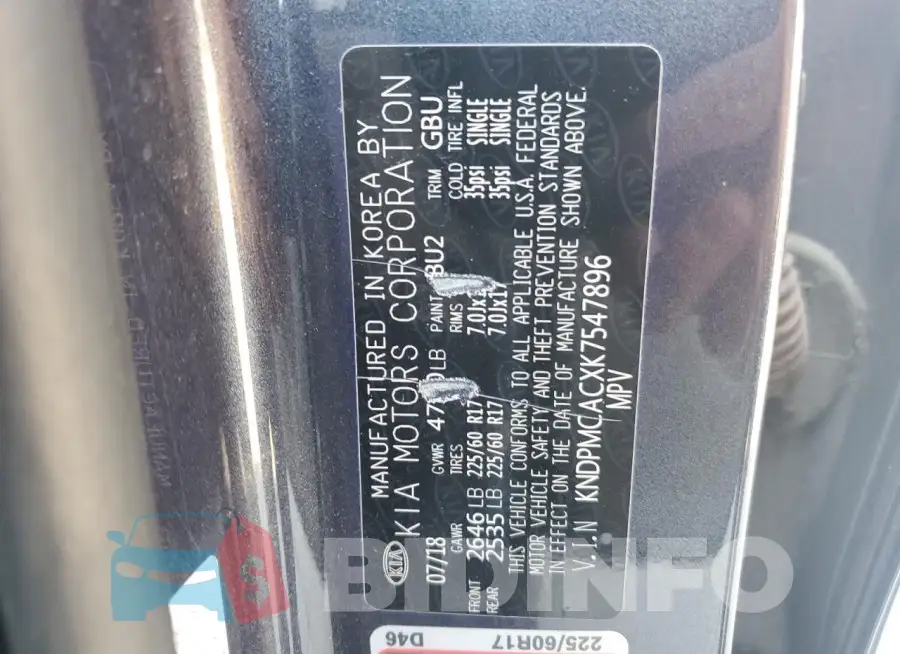 KNDPMCACXK7547896 Photo# 14