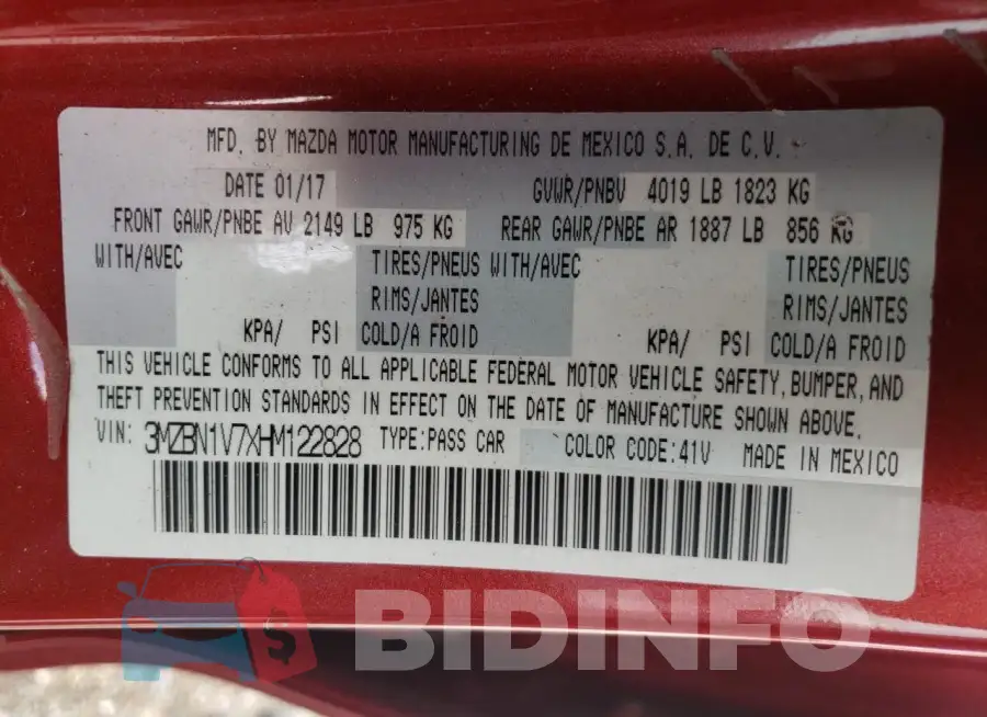 3MZBN1V7XHM122828 Photo# 12
