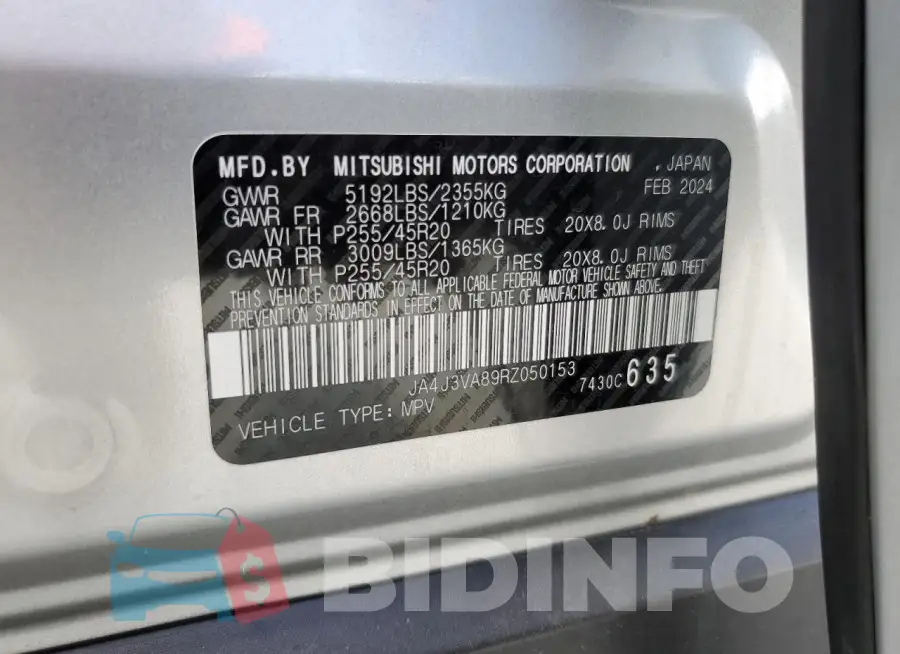 JA4J3VA89RZ050153 Photo# 14
