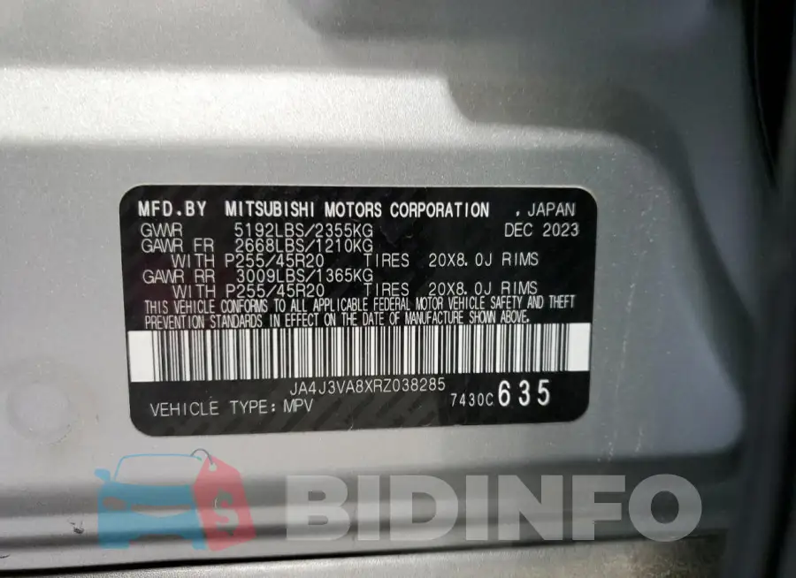 JA4J3VA8XRZ038285 Photo# 13