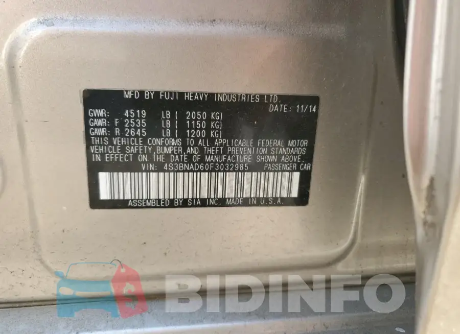 4S3BNAD60F3032985 Photo# 12