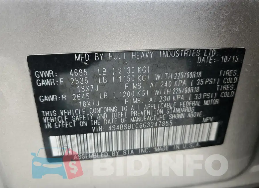 4S4BSBLC6G3247855 Photo# 13