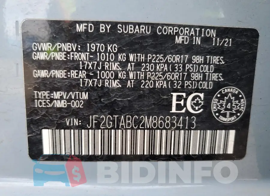JF2GTABC2M8683413 Photo# 13