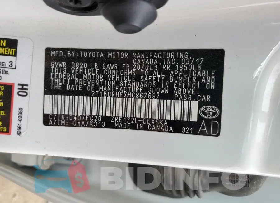 2T1BURHEXHC867697 Photo# 12