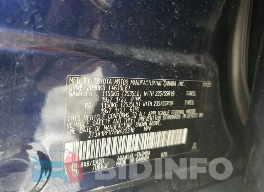 2T3A1RFV7RW422316 Photo# 14