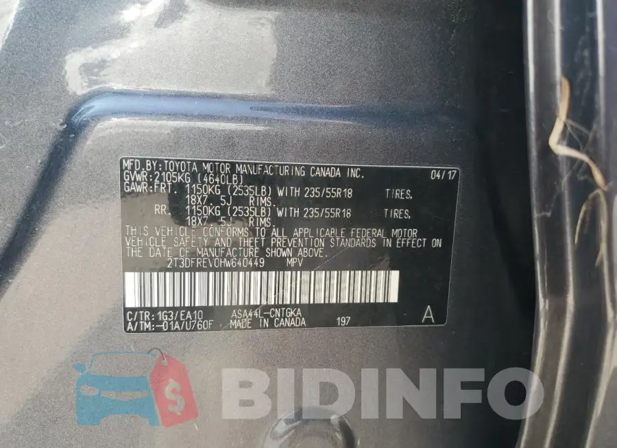 2T3DFREV0HW640449 Photo# 13