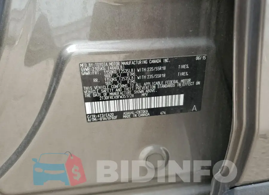 2T3DFREV9FW351728 Photo# 13