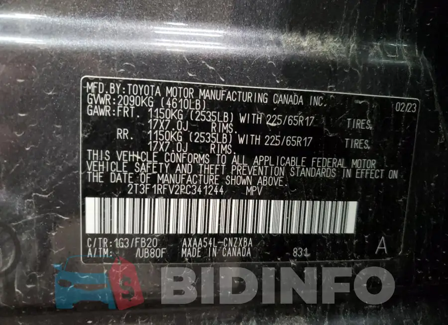 2T3F1RFV2PC341244 Photo# 14