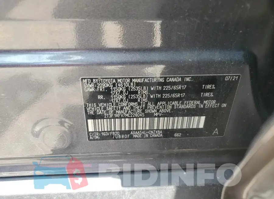 2T3F1RFV7MC228045 Photo# 14