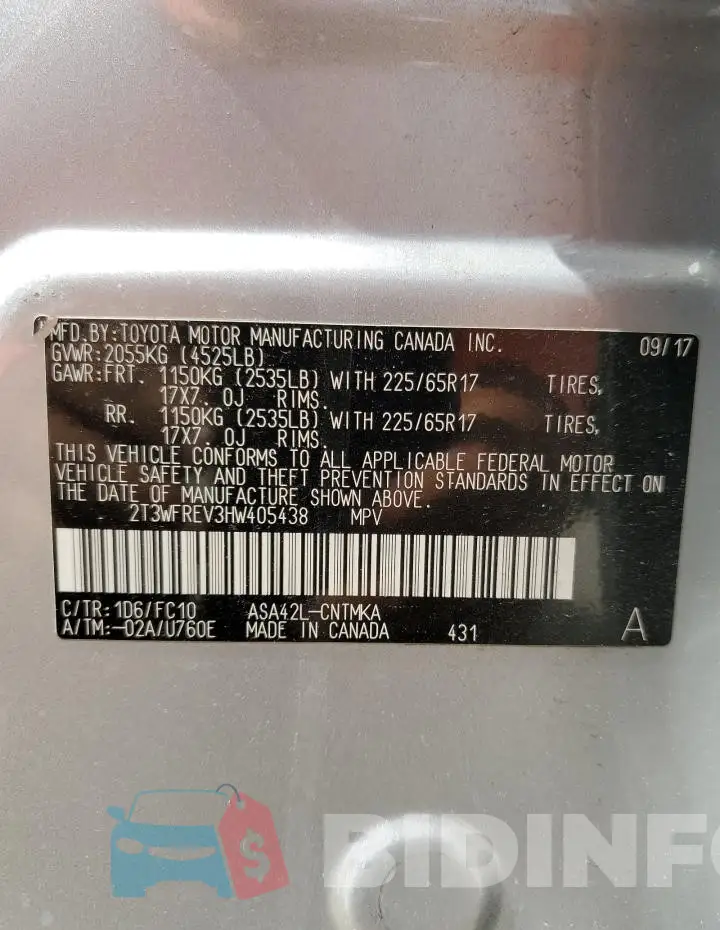 2T3WFREV3HW405438 Photo# 14
