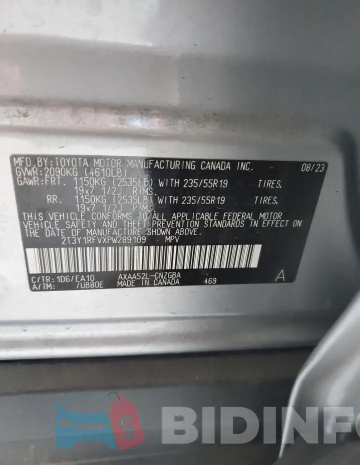 2T3Y1RFVXPW289109 Photo# 12