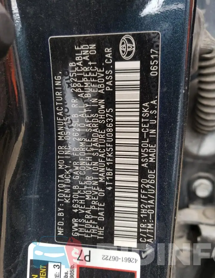 4T1BF1FK5FU086375 Photo# 12