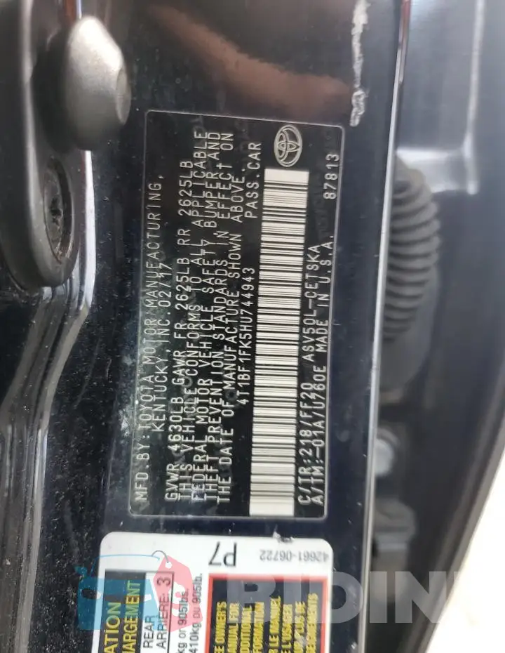 4T1BF1FK5HU744943 Photo# 12