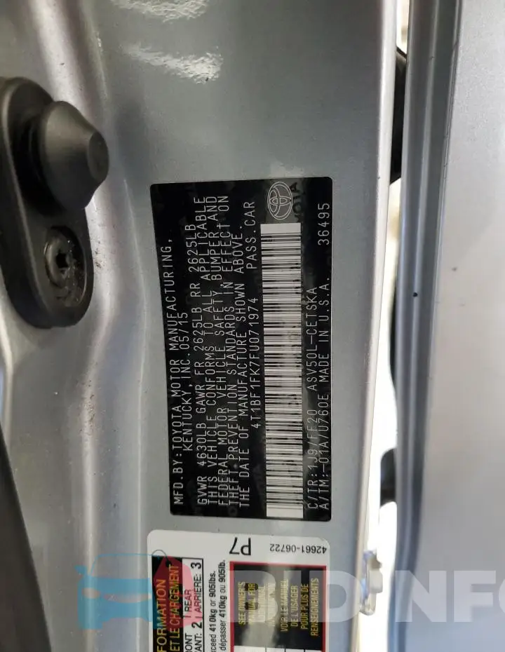 4T1BF1FK7FU071974 Photo# 13