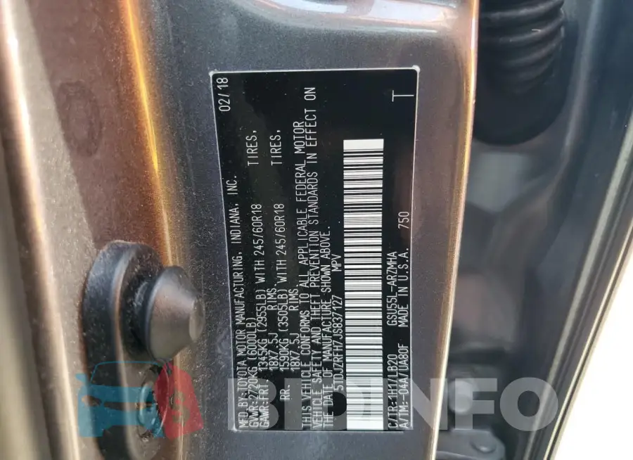 5TDJZRFH7JS837127 Photo# 13